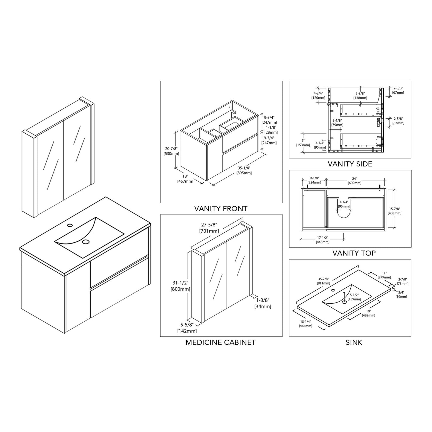 Blossom Valencia 36 Inch Bathroom Vanity - V8016 36 01