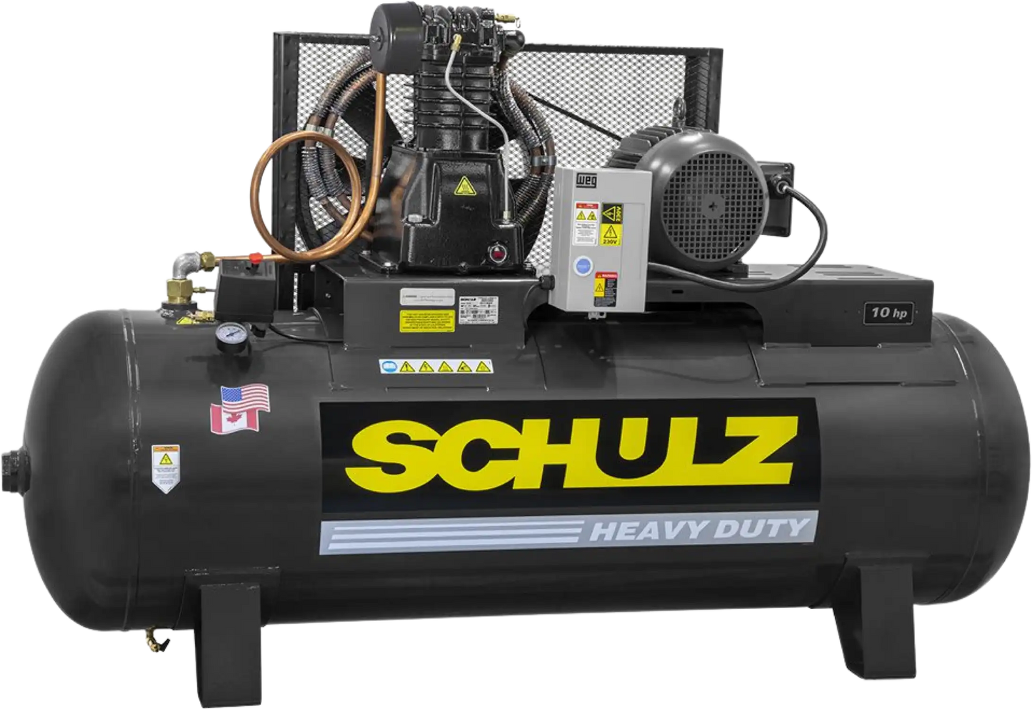 Schulz L-Series Air Compressor 10 HP 120 gal. 2-Stage 208-230V 3-Phase Horizontal  - 932.9327-0