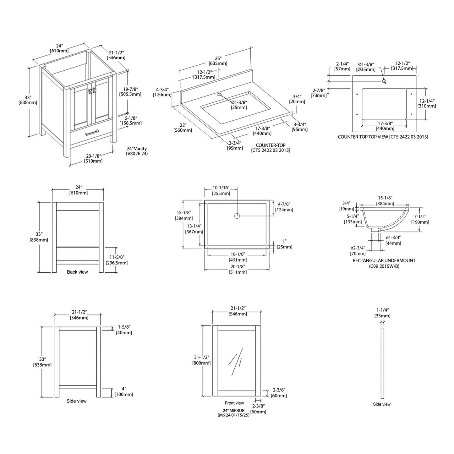 Blossom Geneva 24″ Bathroom Vanity - V8026 24 01