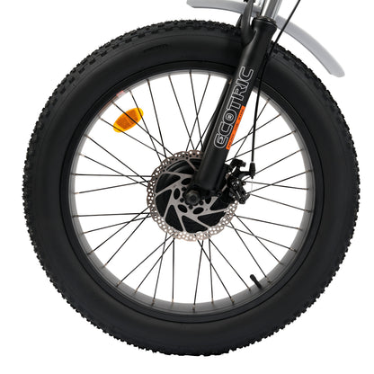 Ecotric 48V 24"x4.0 Front 20"x4.0 Rear Tires Tricycle electric bike with Front Basket + Rear Rack White - EST-W+EB-005-EC