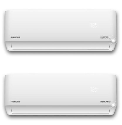 Pioneer Dual Split 18000 BTU 1.5-Ton Quantum Ultra Wi-Fi 24 SEER2 Energy-Star Multi (2) Zone Wall Mount Air Conditioner Heat Pump 230-Volt - WYT020GLSI24M2-9W-9W