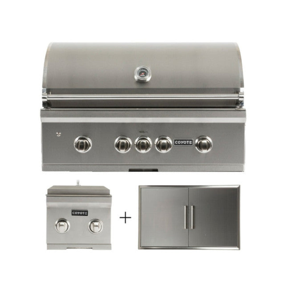 Coyote S-Series 36" Grill Package - Includes Grill, 36" Double Access Door, & Double Side Burner - C2SL36+CDA2436+C1DB
