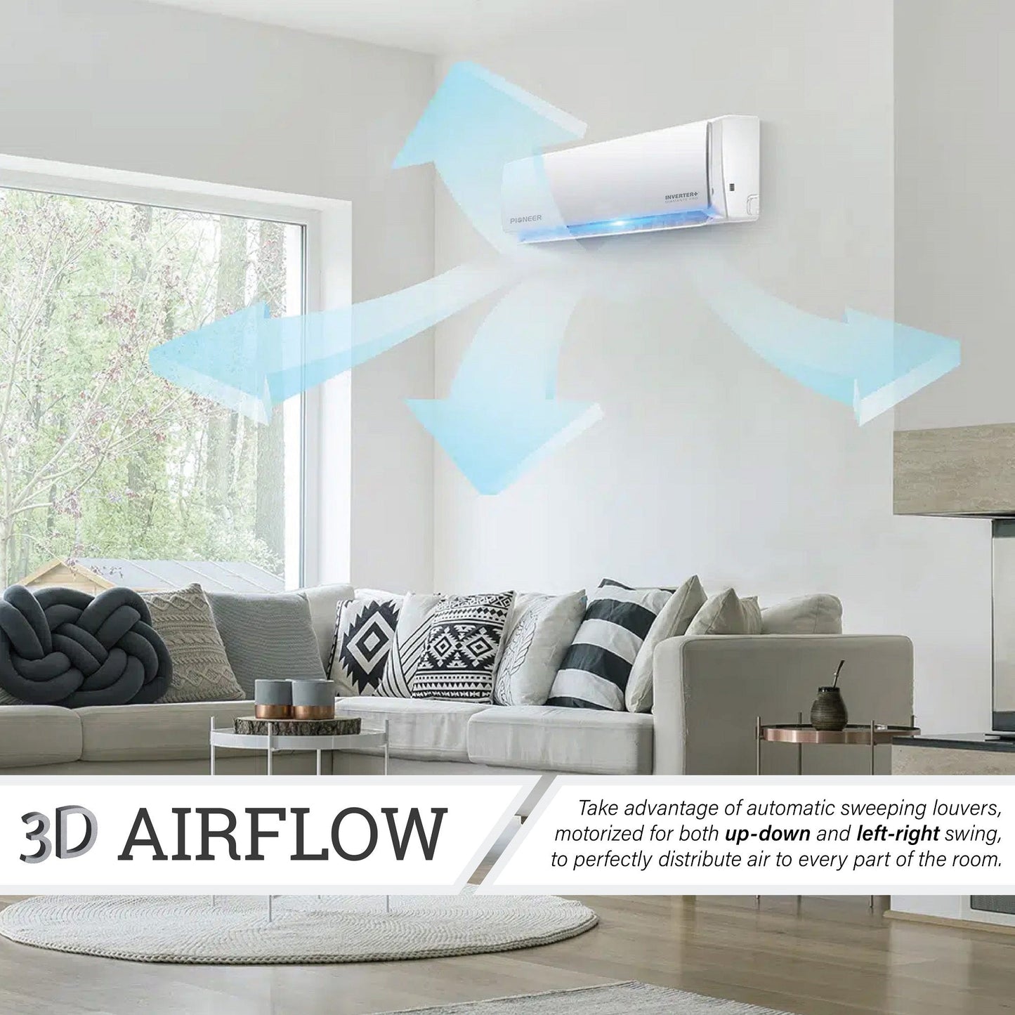 Pioneer Diamante Pro Series 9,000 BTU 19 SEER2 Ductless Mini-Split Air Conditioner Inverter+ Heat Pump Full Set 115V with 16 Ft. Kit - WYT009ALFI19RL
