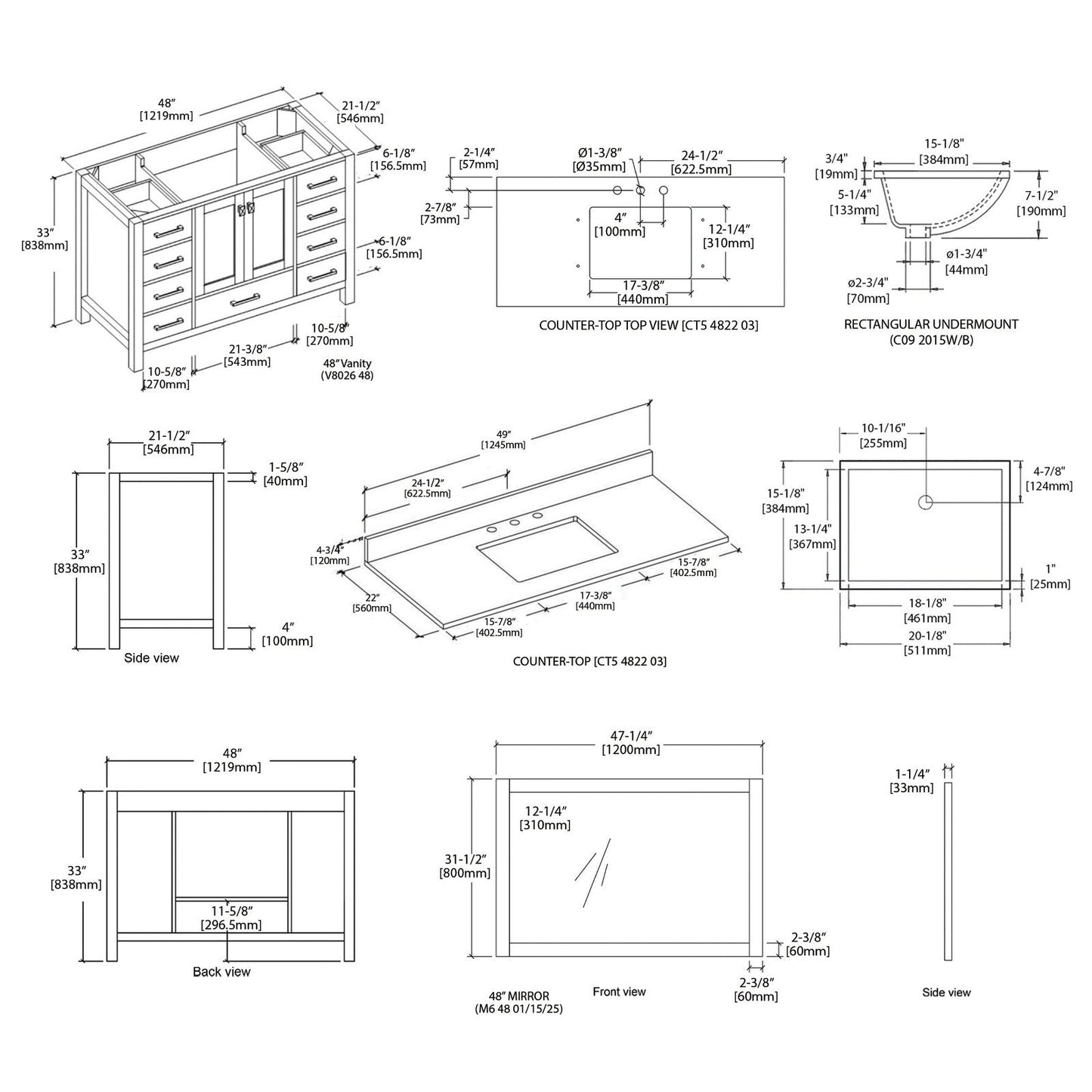 Blossom Geneva 48″ Bathroom Vanity - V8026 48 01