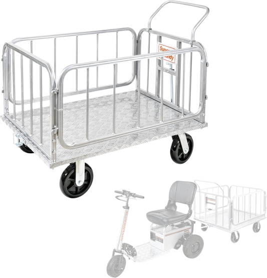Super Handy GUO099 Cargo Trailer Utility Cart 1200 lbs Capacity with Hitch 8" Casters Compatible with Electric Tugger New - GUO099