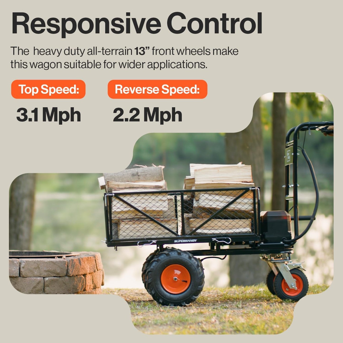 Super Handy GUO122 48V 2Ah 660 lb Working Capacity Electric Utility Power Wagon New - GUO122