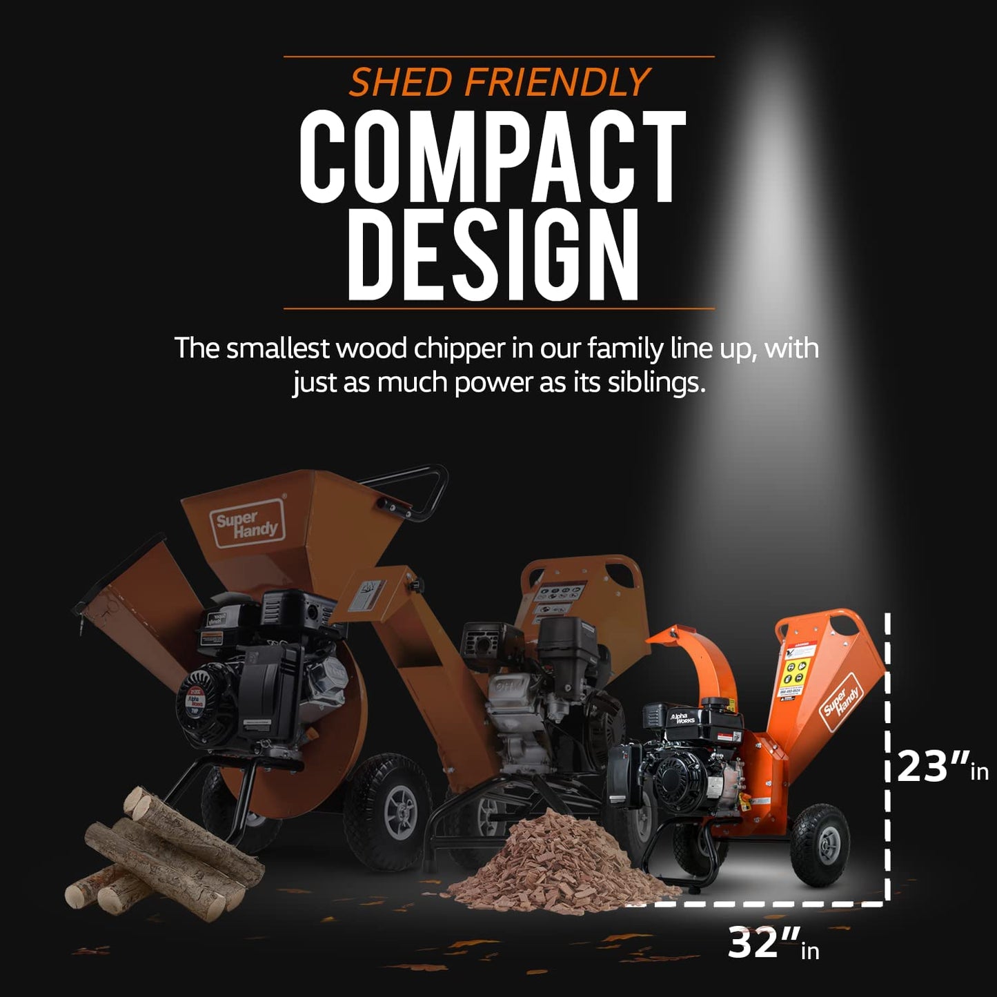 Super Handy GCAO006 Mini Wood Chipper Shredder Mulcher 3" Max Capacity with 7HP 212cc Engine New Canada Only - GCAO006