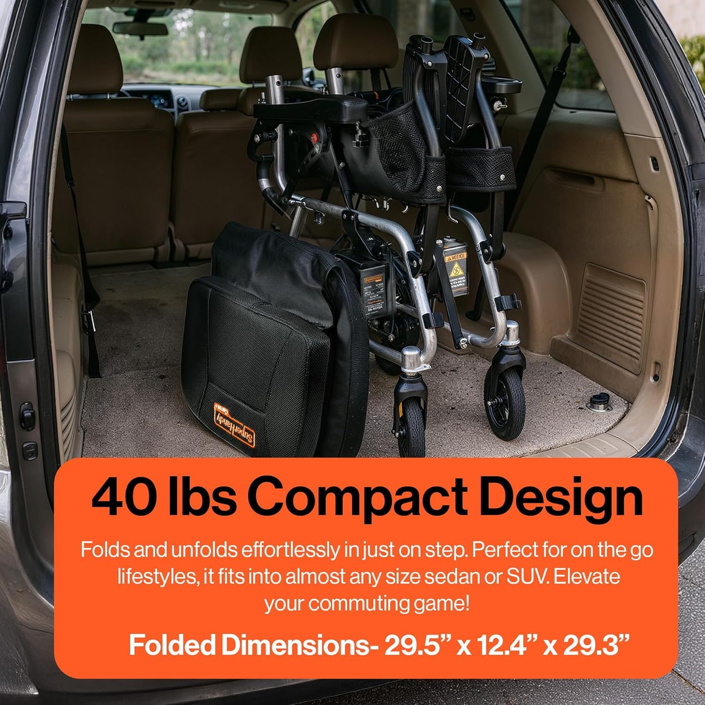Super Handy GUT188 GoRide 2 Plus Electric Wheelchair Foldable Zero-Turn 3.7 MPH 4 Mile Range New - GUT188
