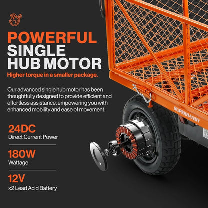 Super Handy GUO108 Electric Garden Cart Convertible Flatbed Utility Wagon 440 Lbs Load Capacity 5.7 Cu Ft New - GUO108