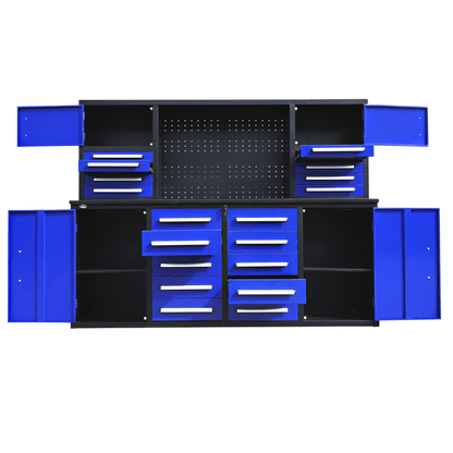 Chery Industrial AS-IS 7' Garage Storage Cabinet with Workbench 18 Drawers & 4 Cabinets & Pegboard