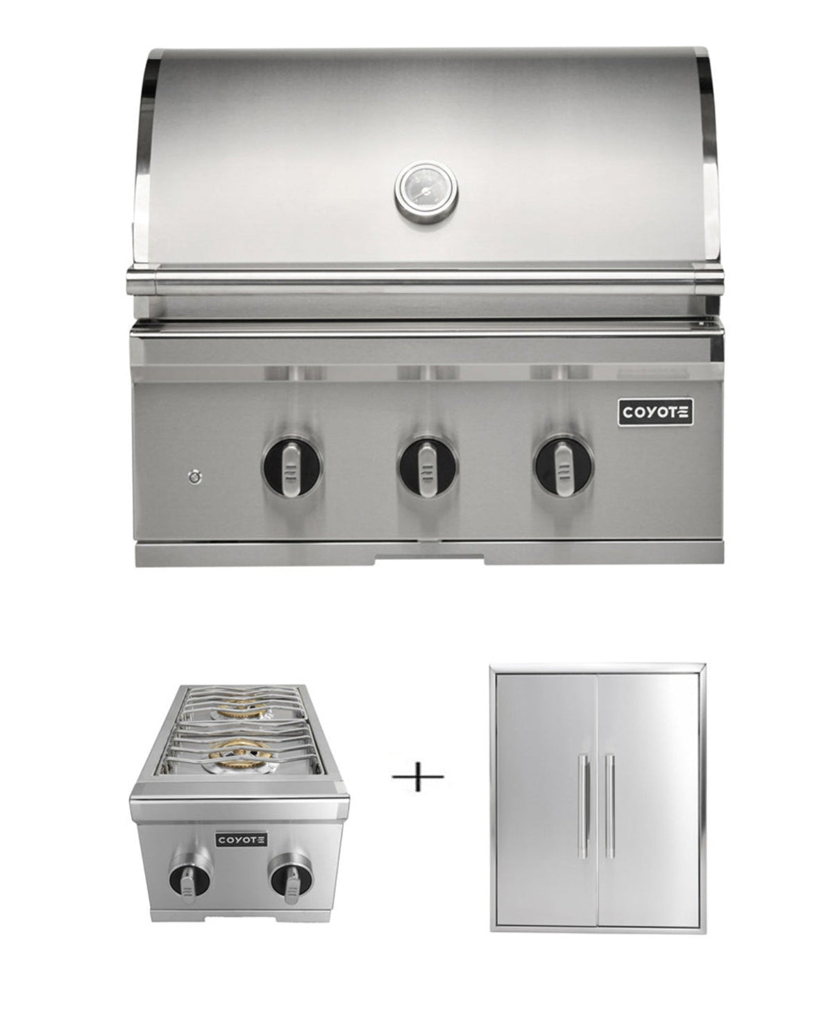 Coyote SL-Series 30" Grill Package - Includes 30" SL-Series Grill, 26" Double Access Door & Double Side Burner - C3SL30+C3-DA2426+C3DB