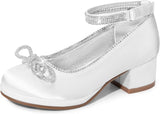 Dream Pairs Girls Dress Shoes Platform Chunky Heel - White