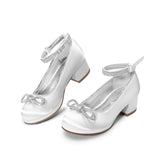 Dream Pairs Girls Dress Shoes Platform Chunky Heel - White