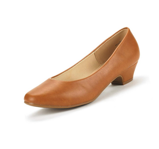 Dream Pairs Women’s Mila Low Chunky Heel Pump Shoes - Brown