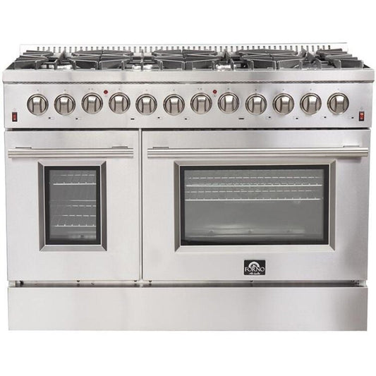 Forno 48 Inch Galiano Gas Burner and Electric Oven Range in Stainless Steel with 8 Italian Burners, FFSGS6156-48