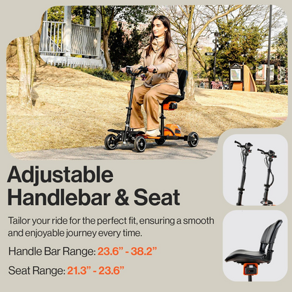 Super Handy GUT164 GUT165 Mobility Scooter 4 Wheel Foldable 48V 2Ah 330 lbs. Capacity 3.7 MPH 6.5 Mile Range New - GUT164