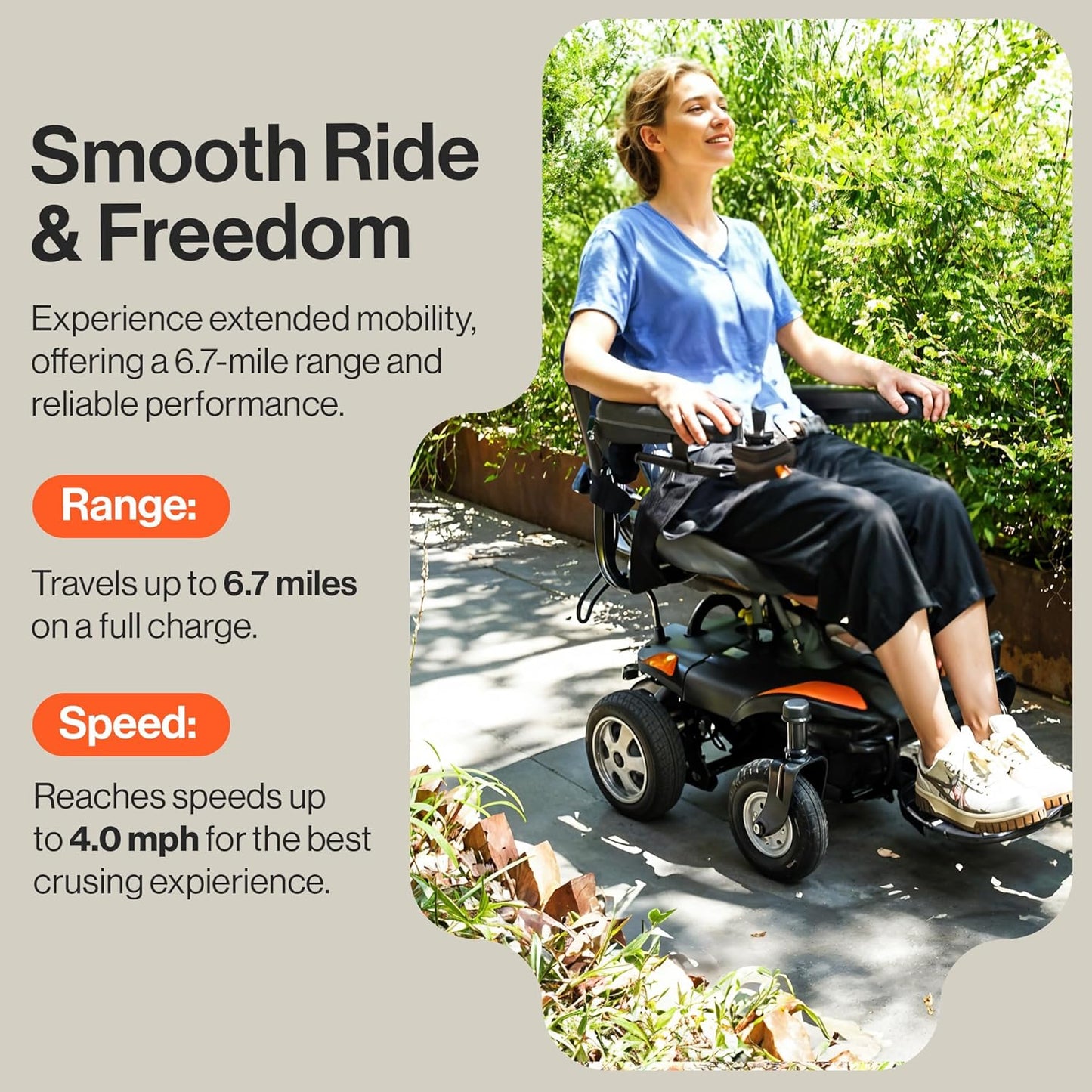Super Handy GUT172 GoRide CRZ Power Wheelchair Rear-Wheel Drive 300 lbs. Capacity 24V 250W 4 MPH 6.7 Mile Range New - GUT172