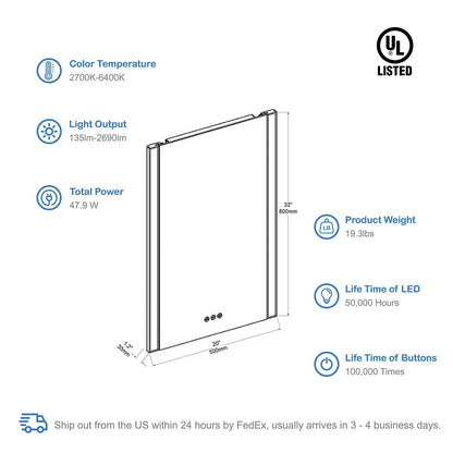 Blossom Binary 20″ LED Mirror - LED M5 2032 CH