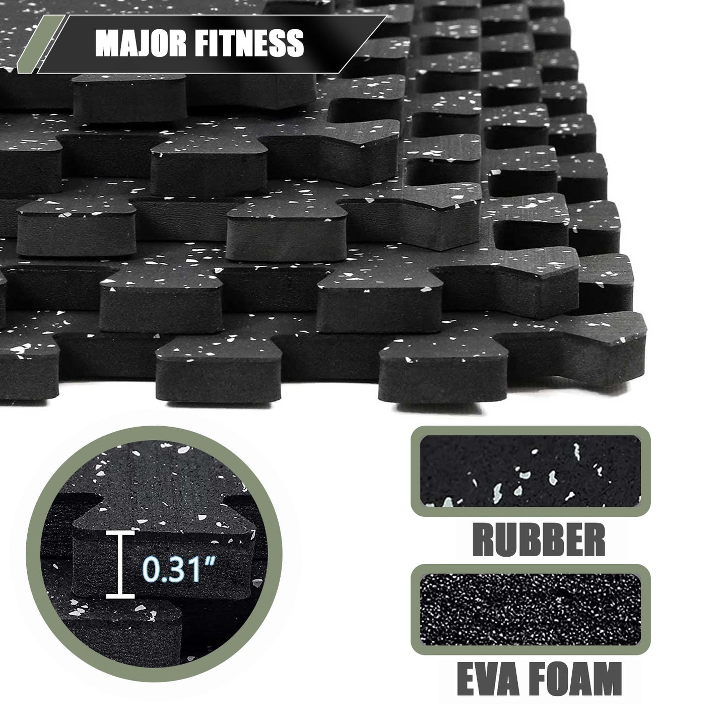Major Fitness Rubber Flooring Gym Mats 0.31" Thickness - FM-01