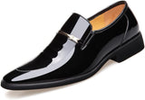 Men’s Classic Business Shoes Casual Wedding Faux Patent Derby Shoe - Black