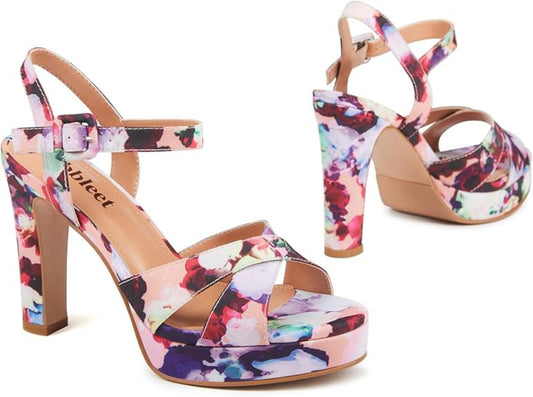 Platform High Heels Party Shoes For Women - Flower