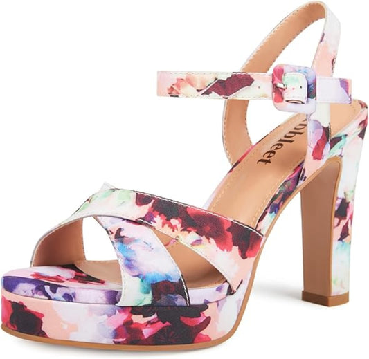 Platform High Heels Party Shoes For Women - Flower