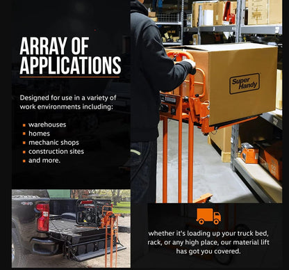 Super Handy GCAO028 Manual Stacker 330 lbs 40" Max Lift with a Flat Bed New Canada Only - GCAO028