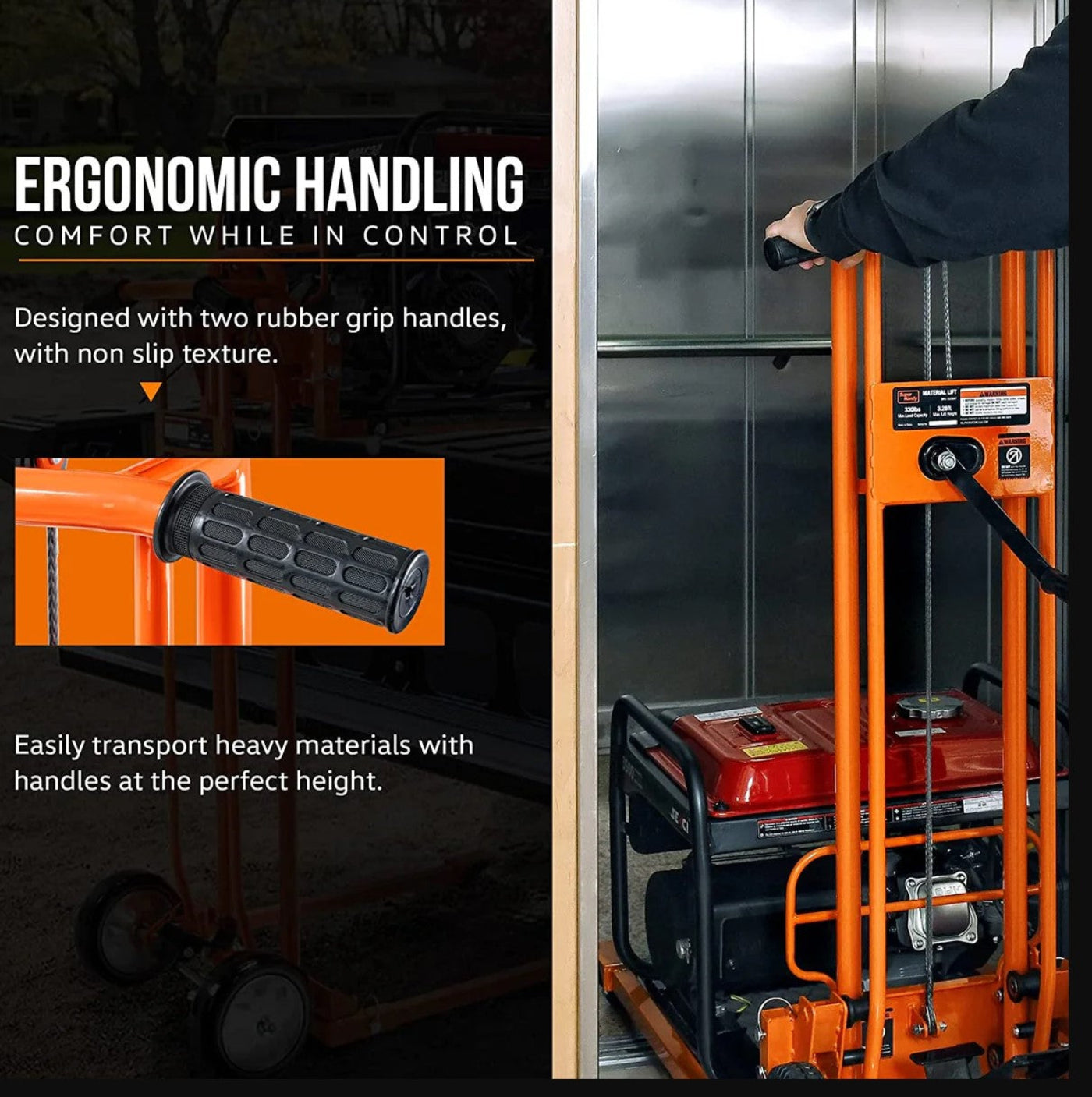 Super Handy GCAO028 Manual Stacker 330 lbs 40" Max Lift with a Flat Bed New Canada Only - GCAO028