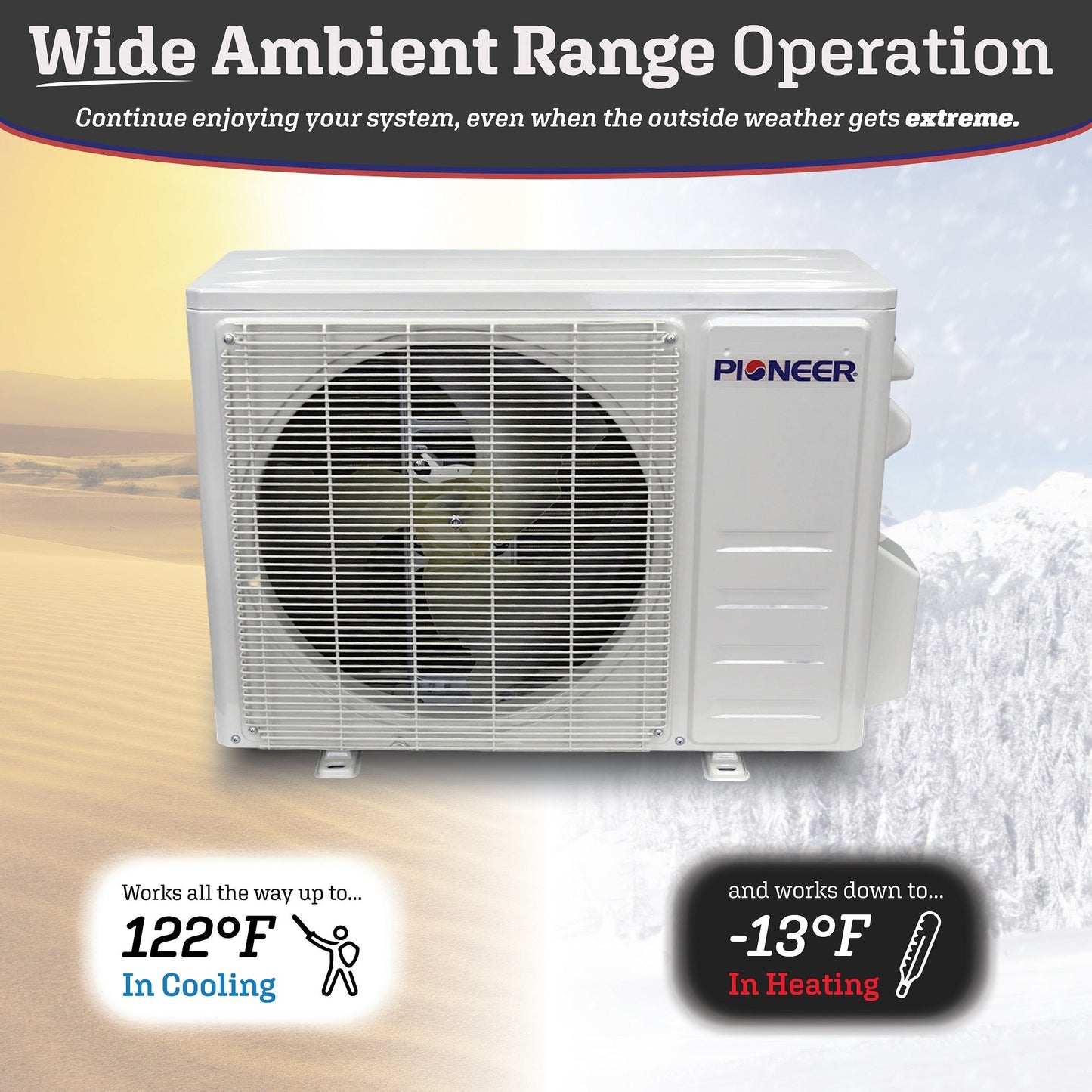Pioneer Diamante Pro Series 9,000 BTU 19 SEER2 Ductless Mini-Split Air Conditioner Inverter+ Heat Pump Full Set 230V with 16 Ft. Kit - WYT009GLFI19RL