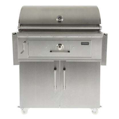 Coyote S-Series 36" Grill Package - Includes Grill w/ Cart, Charcoal Tray, Smoker Box, and Rotisserie Kit - C2SL36+C1S36CT+CCHTRAY12+CSBX