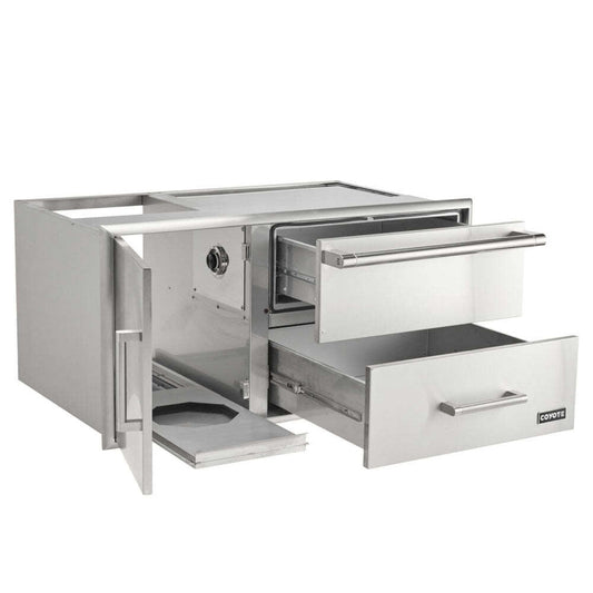 Coyote 42" Access Door With Storage & Warming Drawer Combo - C3-CDWD