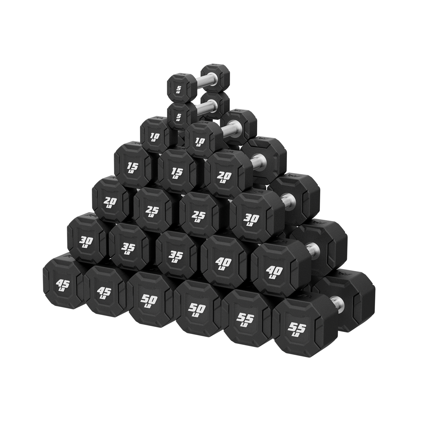 Major Fitness Urethane Octagonal-Shield Dumbbells - DBSET5-55