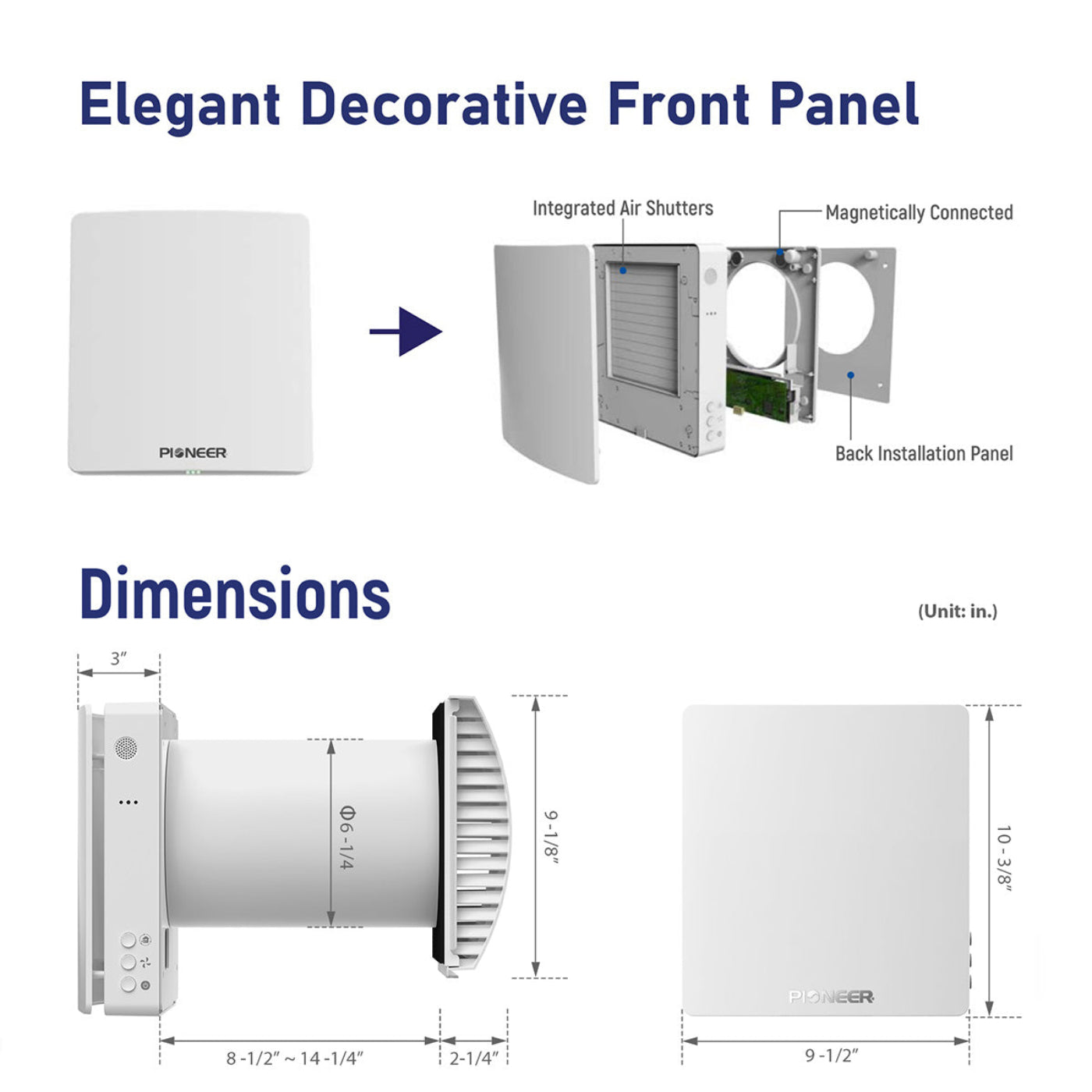 Pioneer ECOasis 50 Ductless Wall-Mounted Single-Room Wi-Fi Energy Recovery Ventilator - ERV050AHRMCO2L