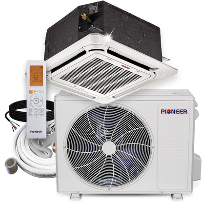 Pioneer 18,000 BTU 20.5 SEER2 8-Way Compact Cassette Mini-Split Air Conditioner Heat Pump System Full Set 230V - CYB018GMFILCAD-10