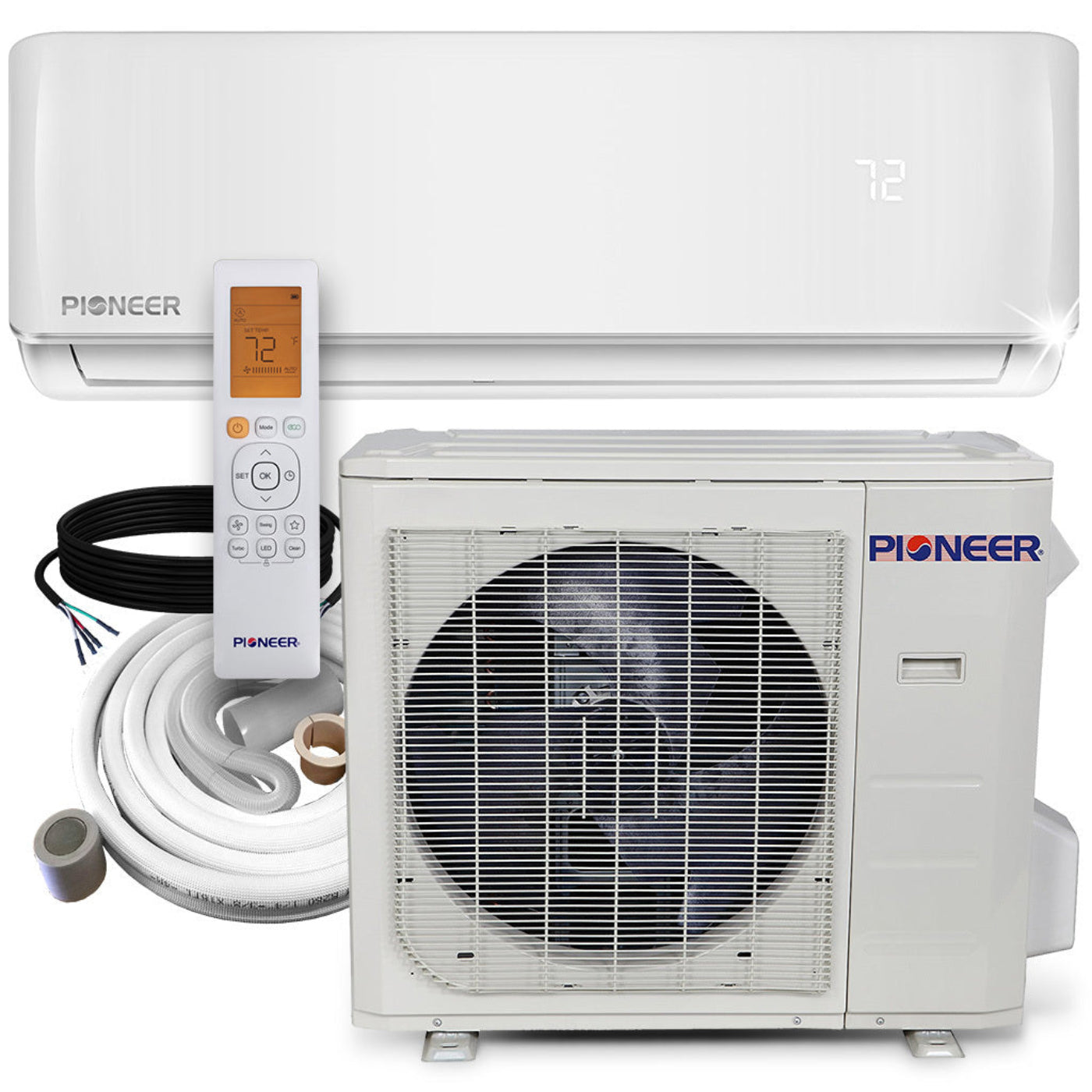 Pioneer 36,000 BTU 17.5 SEER2 Ductless Mini-Split Inverter+ Air Conditioner Heat Pump System Full Set 230V - WYS036GMFI20RL-10