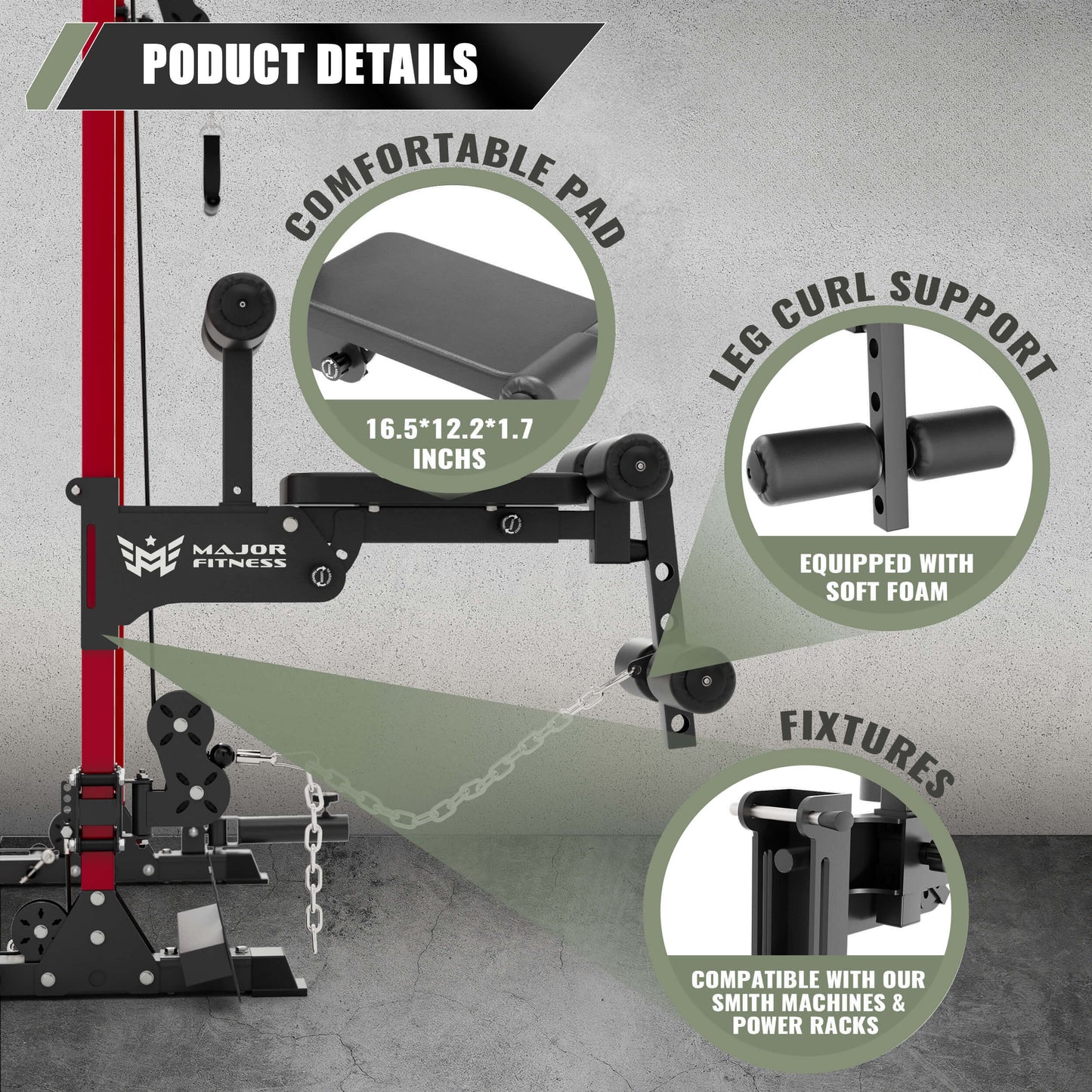 Major Fitness Rack Mounted Leg Extension - RMLE57