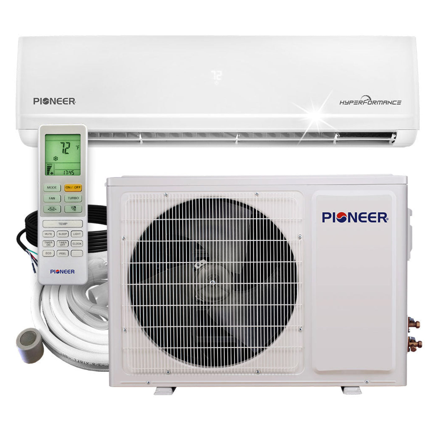 Pioneer Hyperformance 12,000 BTU 23.5 SEER2 Ductless Mini Split Inverter++ Energy-Star Wi-Fi Air Conditioner Hyper Heat Pump Full Set 230V - WYF012GHFI25RH-10