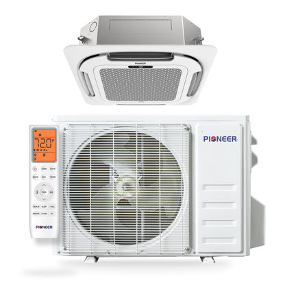 Pioneer Quantum Ultra 9,500 BTU 23 SEER2 230V 8-Way Ceiling Cassette Ductless Mini-Split Air Conditioner Inverter Heat Pump Full Set - CYT009GLSI24RL-10S