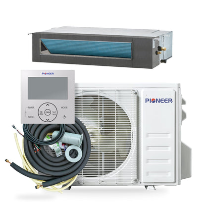 Pioneer Quantum Ultra 9,500 BTU 19.6 SEER2 230V Ceiling Concealed Ducted Mini-Split Air Conditioner Inverter Heat Pump Full Set - RYT009GLSI24RL-10S