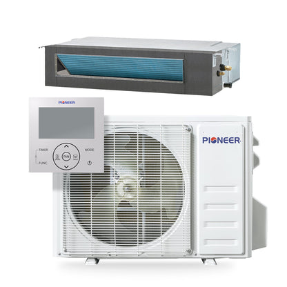 Pioneer Quantum Ultra 11,000 BTU 19 SEER2 230V Ceiling Concealed Ducted Mini-Split Air Conditioner Inverter Heat Pump Full Set - RYT012GLSI24RL-10S